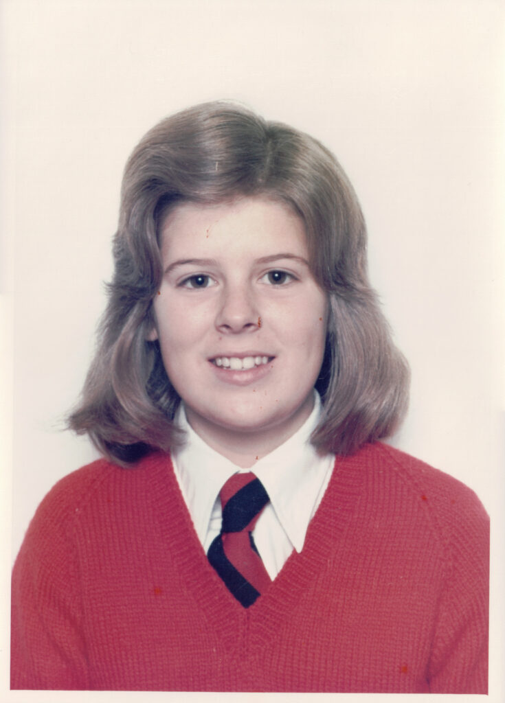 school photograph of Allyson Luders 1975 - high school when passion for genealogy began.